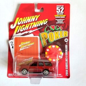 2005 Johnny Lightning "Poker" #8 Red 1:64 Diecast 2004 Cadillac Escalade Car/SUV